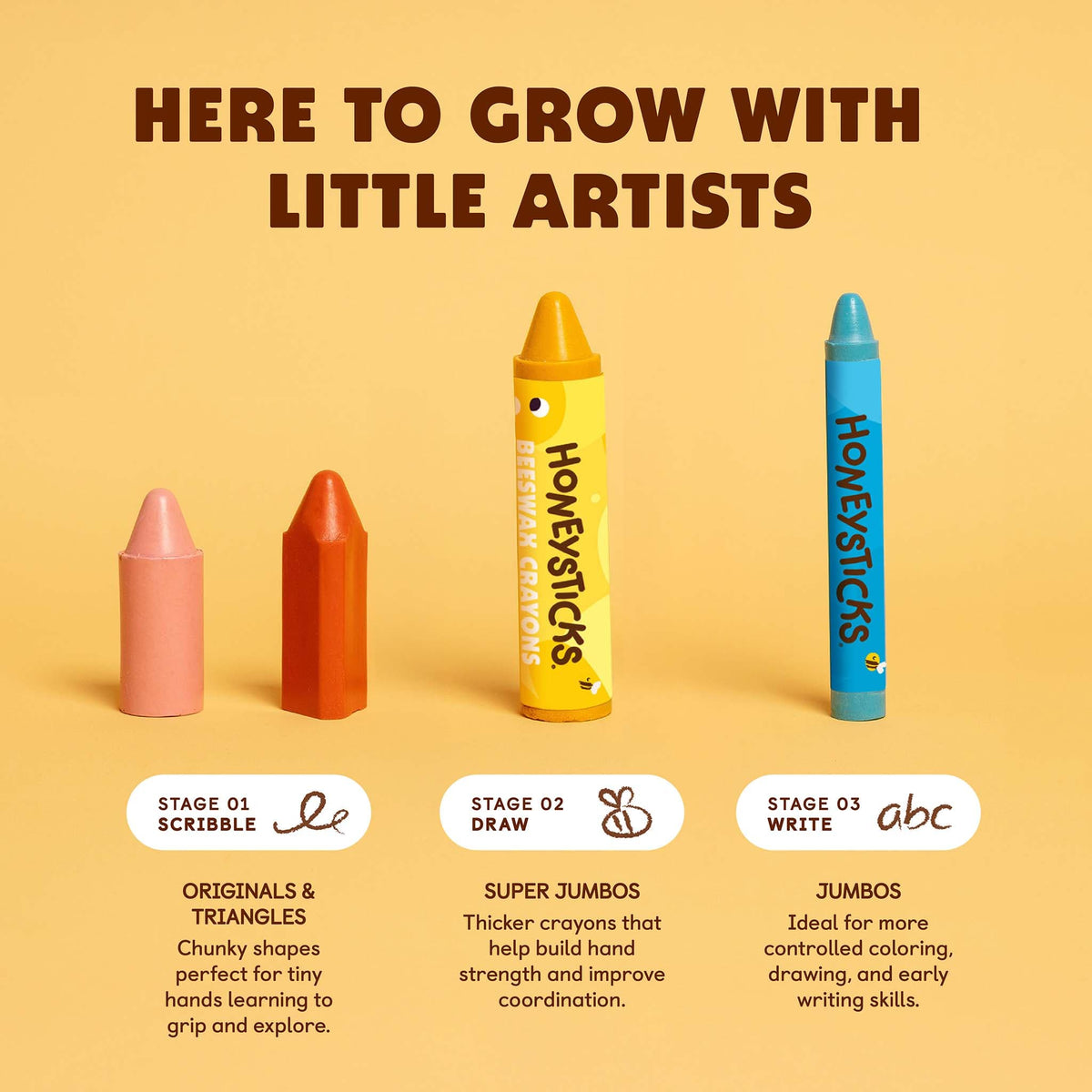 Honeysticks Beeswax Crayons Triangles 8pk